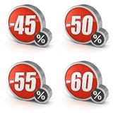 Escomptez l'icône de la vente 3d de 45% 50% 55% 60% sur le fond blanc illustration de vecteur Escomptez l'icône de la vente 3d de 45% 50% 55% 60% sur le fond blanc illustration de vecteur