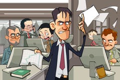 Escritório dos desenhos animados completamente dos povos que trabalham em computadores ilustração do vetor Escritório dos desenhos animados completamente dos povos que trabalham em computadores ilustração do vetor