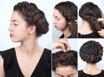 Esercitazione alla moda dell'acconciatura della treccia fotografia stock Esercitazione alla moda dell'acconciatura della treccia fotografia stock