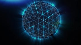 Esfera, globo e espaço sob a forma de um plexo estoque Fundo geométrico abstrato com linhas moventes, pontos e ilustração stock Esfera, globo e espaço sob a forma de um plexo estoque Fundo geométrico abstrato com linhas moventes, pontos e ilustração stock