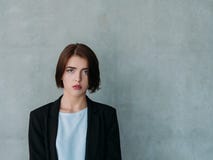 Espaço desempregado da cópia da mulher da falha da entrevista de trabalho fotos de stock Espaço desempregado da cópia da mulher da falha da entrevista de trabalho fotos de stock