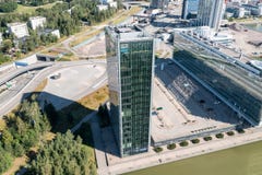 Aerial view of Kone corporation headquarter building in summer