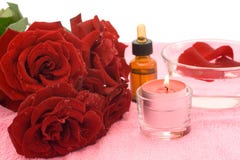 Essential Oil And Rose Stock Photo