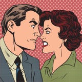 Estallido de amor y odio de la pelea de la familia de la mujer del hombre del conflicto stock de ilustración Estallido de amor y odio de la pelea de la familia de la mujer del hombre del conflicto stock de ilustración