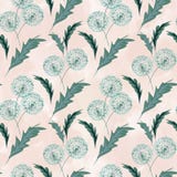 Estampado de flores inconsútil con los dientes de león en fondo ligero ilustración del vector Estampado de flores inconsútil con los dientes de león en fondo ligero ilustración del vector