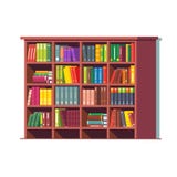Estante para libros de madera de la biblioteca grande por completo de libros ilustración del vector Estante para libros de madera de la biblioteca grande por completo de libros ilustración del vector