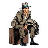 Estilo del viaje del viaje del pasajero que espera masculino retro libre illustration Estilo del viaje del viaje del pasajero que espera masculino retro libre illustration