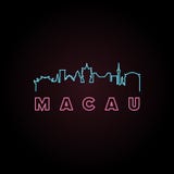 Estilo do néon da skyline de Macau ilustração stock Estilo do néon da skyline de Macau ilustração stock