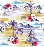 Estilo hermoso del hawaiian de la isla de la pintura de la acuarela del dibujo de la mano ilustración del vector Estilo hermoso del hawaiian de la isla de la pintura de la acuarela del dibujo de la mano ilustración del vector