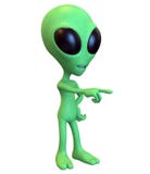 Estrangeiro verde que está e que aponta ao lado direito Imagem de Stock Estrangeiro verde que está e que aponta ao lado direito Imagem de Stock
