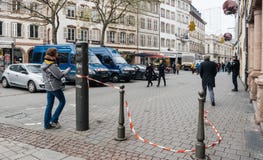 Estrasburgo Francia después de attentados terroristas en el mercado de la Navidad foto de archivo libre de regalías Estrasburgo Francia después de attentados terroristas en el mercado de la Navidad foto de archivo libre de regalías