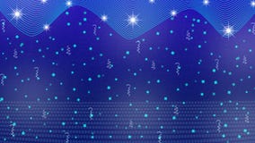 Estrelas, luzes, Sparkles, confetes e fitas brilhantes abstratos no fundo azul ilustração royalty free Estrelas, luzes, Sparkles, confetes e fitas brilhantes abstratos no fundo azul ilustração royalty free