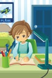 Estudando o miúdo ilustração stock Estudando o miúdo ilustração stock