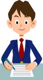 Estudiante masculino que completa el documento stock de ilustración Estudiante masculino que completa el documento stock de ilustración