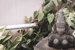 Estátua de pedra da deusa hindu com espaço para a cópia imagens de stock Estátua de pedra da deusa hindu com espaço para a cópia imagens de stock