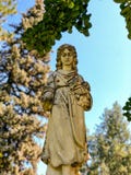 Estátua velha do anjo no cemitério foto de stock Estátua velha do anjo no cemitério foto de stock