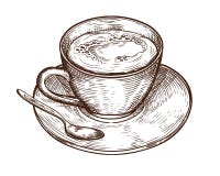 Кружка чашки руки вычерченная горячих кофе напитка, чая etc бесплатная иллюстрация Кружка чашки руки вычерченная горячих кофе напитка, чая etc бесплатная иллюстрация