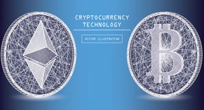 Ethereum digital currency vector icons and symbols. Crypto currency token coins vector illustration Ethereum digital currency vector icons and symbols. Crypto currency token coins vector illustration