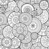 Ethnic floral mandalas, doodle background circles in vector. Seamless pattern.