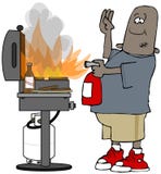 Ethnic man putting out a grill fire Stock Image Ethnic man putting out a grill fire Stock Image