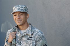 Ethnic soldier having a Happy veterans day royalty free stock photography Ethnic soldier having a Happy veterans day royalty free stock photography