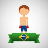 Etichetta brasiliana del giocatore di pugilato del fumetto Immagini Stock Libere da Diritti Etichetta brasiliana del giocatore di pugilato del fumetto Immagini Stock Libere da Diritti