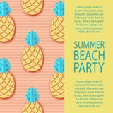 Etikett för tetidtappning Tropisk pappers- ananas Exotisk djungel för sommar vektor illustrationer Etikett för tetidtappning Tropisk pappers- ananas Exotisk djungel för sommar vektor illustrationer