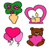Etiquetas engomadas románticas lindas fijadas para la datación del día de tarjeta del día de San Valentín stock de ilustración Etiquetas engomadas románticas lindas fijadas para la datación del día de tarjeta del día de San Valentín stock de ilustración