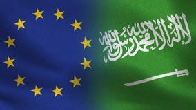 EU and Saudi Arabia Realistic Half Flags Together royalty free illustration EU and Saudi Arabia Realistic Half Flags Together royalty free illustration