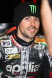 Eugene Laverty #58 sulla fabbrica 1000 di Aprilia RSV4 con Aprilia che corre Team Superbike WSBK fotografie stock Eugene Laverty #58 sulla fabbrica 1000 di Aprilia RSV4 con Aprilia che corre Team Superbike WSBK fotografie stock