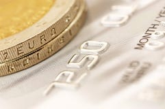 Euro Coins With Credit Card Royalty Free Stock Photos Euro Coins With Credit Card Royalty Free Stock Photos