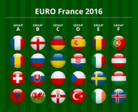 Euro 2016 i Frankrike Flaggor av europeiska länder som deltar till slutspelet av eurofotboll 2016 royaltyfri illustrationer Euro 2016 i Frankrike Flaggor av europeiska länder som deltar till slutspelet av eurofotboll 2016 royaltyfri illustrationer