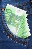 Euro In Jeans Pocket Royalty Free Stock Image