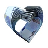 20 euro Nota's oud als vorm van hart royalty-vrije illustratie 20 euro Nota's oud als vorm van hart royalty-vrije illustratie