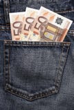 Euro Pocket Money In Blue Jeans Royalty Free Stock Images