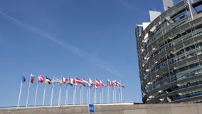 European Union Flag fly at half mast after Manchester terrorist attack