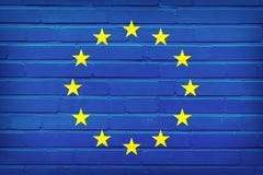 European Union Flag Painted On Brick Wall. Texture Background stock illustration European Union Flag Painted On Brick Wall. Texture Background stock illustration