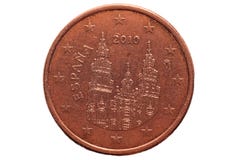 Europeiskt mynt i fem cent som isoleras på vit bakgrund Makro fotografering för bildbyråer Europeiskt mynt i fem cent som isoleras på vit bakgrund Makro fotografering för bildbyråer