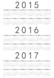Europejczyk 2015, 2016, 2017 rok wektoru kalendarz ilustracji Europejczyk 2015, 2016, 2017 rok wektoru kalendarz ilustracji