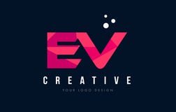 EV E V Letter Logo with Purple Low Poly Pink Triangles Concept royalty free illustration EV E V Letter Logo with Purple Low Poly Pink Triangles Concept royalty free illustration
