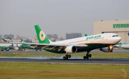 Eva Air jet landing on the runway Eva Air jet landing on the runway