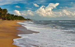 Evening At The Sri Lanka Ocean Beach Stock Photo
