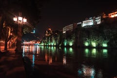 Evening view of Tbilisi and the Kura river at dusk Royalty Free Stock Image Evening view of Tbilisi and the Kura river at dusk Royalty Free Stock Image