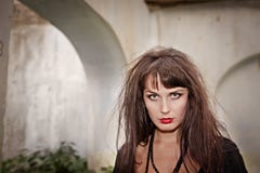 Evil Shaggy Girl In Black Dress Royalty Free Stock Photos Evil Shaggy Girl In Black Dress Royalty Free Stock Photos