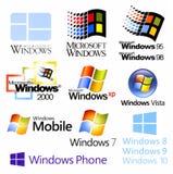 Evolution of Microsoft Windows logotypes vector illustration Evolution of Microsoft Windows logotypes vector illustration