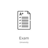 exam icon vector from university collection. Thin line exam outline icon vector illustration. Outline, thin line exam icon for royalty free illustration exam icon vector from university collection. Thin line exam outline icon vector illustration. Outline, thin line exam icon for royalty free illustration