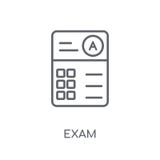 Exam linear icon. Modern outline Exam logo concept on white back royalty free illustration Exam linear icon. Modern outline Exam logo concept on white back royalty free illustration