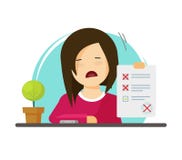 Exam paper form with failed assessment vector illustration, unhappy character pupil and incorrect answers survey, bad Royalty Free Stock Photos Exam paper form with failed assessment vector illustration, unhappy character pupil and incorrect answers survey, bad Royalty Free Stock Photos