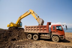 Excavator and heavy dump truck Stock Photography Excavator and heavy dump truck Stock Photography