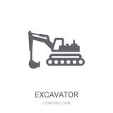 Excavator icon. Trendy Excavator logo concept on white backgroun vector illustration Excavator icon. Trendy Excavator logo concept on white backgroun vector illustration